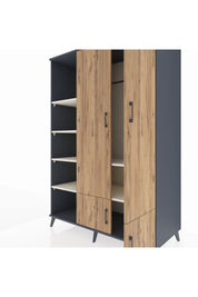 Kronos Dolap 6 Raflı 4 Kapaklı Tek Askılı 132x59x195 Antrasit-Çam/Aytaşı
