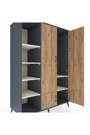 Kronos Dolap 6 Raflı 4 Kapaklı Tek Askılı 132x59x195 Antrasit-Çam/Aytaşı