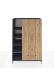 Kronos Dolap 6 Raflı 4 Kapaklı Tek Askılı 132x59x195 Antrasit-Çam/Antrasit