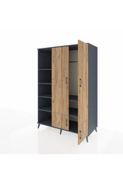 Kronos Dolap 6 Raflı 4 Kapaklı Tek Askılı 132x59x195 Antrasit-Çam/Antrasit