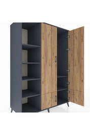 Kronos Dolap 6 Raflı 4 Kapaklı Tek Askılı 132x59x195 Antrasit-Çam/Antrasit