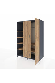 Kronos Dolap 6 Raflı 4 Kapaklı Tek Askılı 132x59x195 Antrasit-Çam/Çam