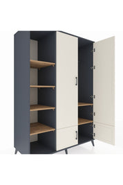 Kronos Dolap 6 Raflı 4 Kapaklı Tek Askılı 132x59x195 Antrasit-Aytaşı/Çam