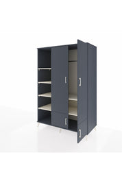 Kronos Dolap 6 Raflı 4 Kapaklı Tek Askılı 132x59x195 Antrasit-Antrasit/Aytaşı