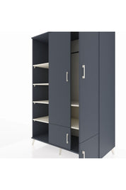 Kronos Dolap 6 Raflı 4 Kapaklı Tek Askılı 132x59x195 Antrasit-Antrasit/Aytaşı