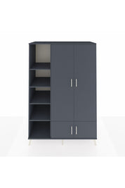 Kronos Dolap 6 Raflı 4 Kapaklı Tek Askılı 132x59x195 Antrasit-Antrasit/Antrasit