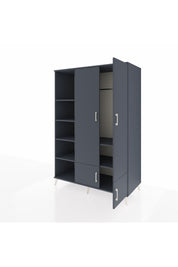Kronos Dolap 6 Raflı 4 Kapaklı Tek Askılı 132x59x195 Antrasit-Antrasit/Antrasit