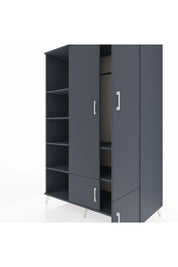 Kronos Dolap 6 Raflı 4 Kapaklı Tek Askılı 132x59x195 Antrasit-Antrasit/Antrasit
