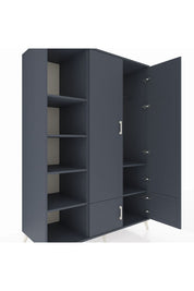 Kronos Dolap 6 Raflı 4 Kapaklı Tek Askılı 132x59x195 Antrasit-Antrasit/Antrasit