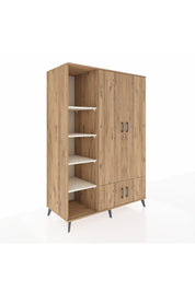 Kronos Dolap 6 Raflı 4 Kapaklı Tek Askılı 132x59x195 Çam-Çam/Aytaşı