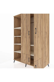 Kronos Dolap 6 Raflı 4 Kapaklı Tek Askılı 132x59x195 Çam-Çam/Aytaşı