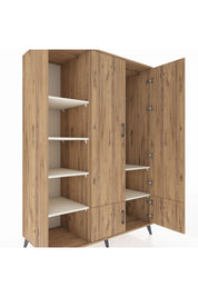 Kronos Dolap 6 Raflı 4 Kapaklı Tek Askılı 132x59x195 Çam-Çam/Aytaşı