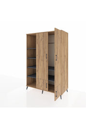 Kronos Dolap 6 Raflı 4 Kapaklı Tek Askılı 132x59x195 Çam-Çam/Antrasit