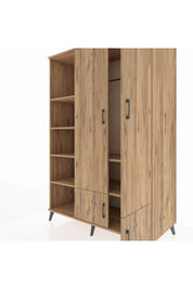 Kronos Dolap 6 Raflı 4 Kapaklı Tek Askılı 132x59x195 Çam-Çam/Çam