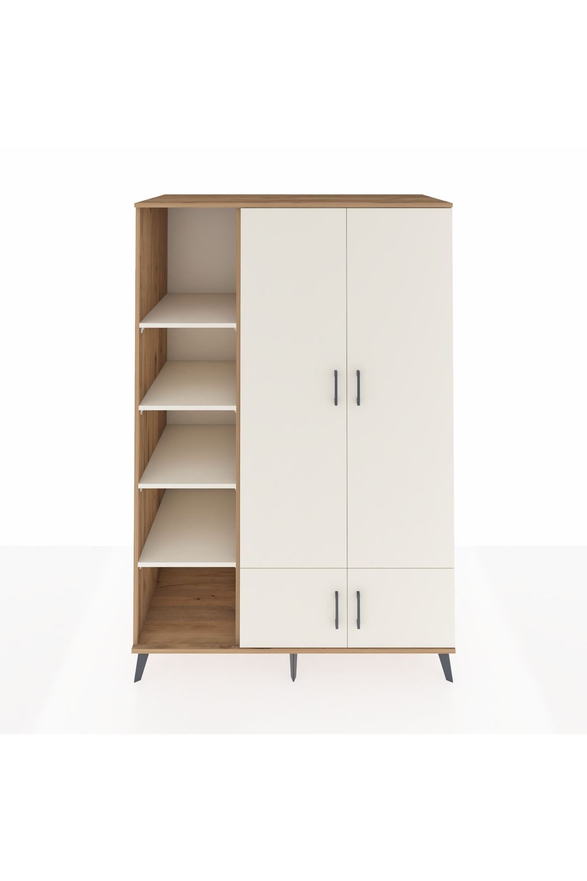 Kronos Dolap 6 Raflı 4 Kapaklı Tek Askılı 132x59x195 Çam-Aytaşı/Aytaşı