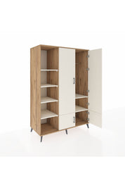 Kronos Dolap 6 Raflı 4 Kapaklı Tek Askılı 132x59x195 Çam-Aytaşı/Aytaşı