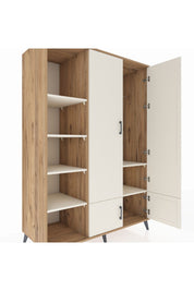 Kronos Dolap 6 Raflı 4 Kapaklı Tek Askılı 132x59x195 Çam-Aytaşı/Aytaşı