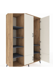 Kronos Dolap 6 Raflı 4 Kapaklı Tek Askılı 132x59x195 Çam-Aytaşı/Antrasit