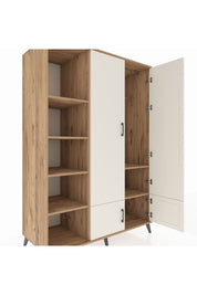 Kronos Dolap 6 Raflı 4 Kapaklı Tek Askılı 132x59x195 Çam-Aytaşı/Çam