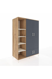 Kronos Dolap 6 Raflı 4 Kapaklı Tek Askılı 132x59x195 Çam-Antrasit/Aytaşı