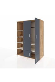 Kronos Dolap 6 Raflı 4 Kapaklı Tek Askılı 132x59x195 Çam-Antrasit/Aytaşı