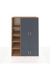 Kronos Dolap 6 Raflı 4 Kapaklı Tek Askılı 132x59x195 Çam-Antrasit/Çam