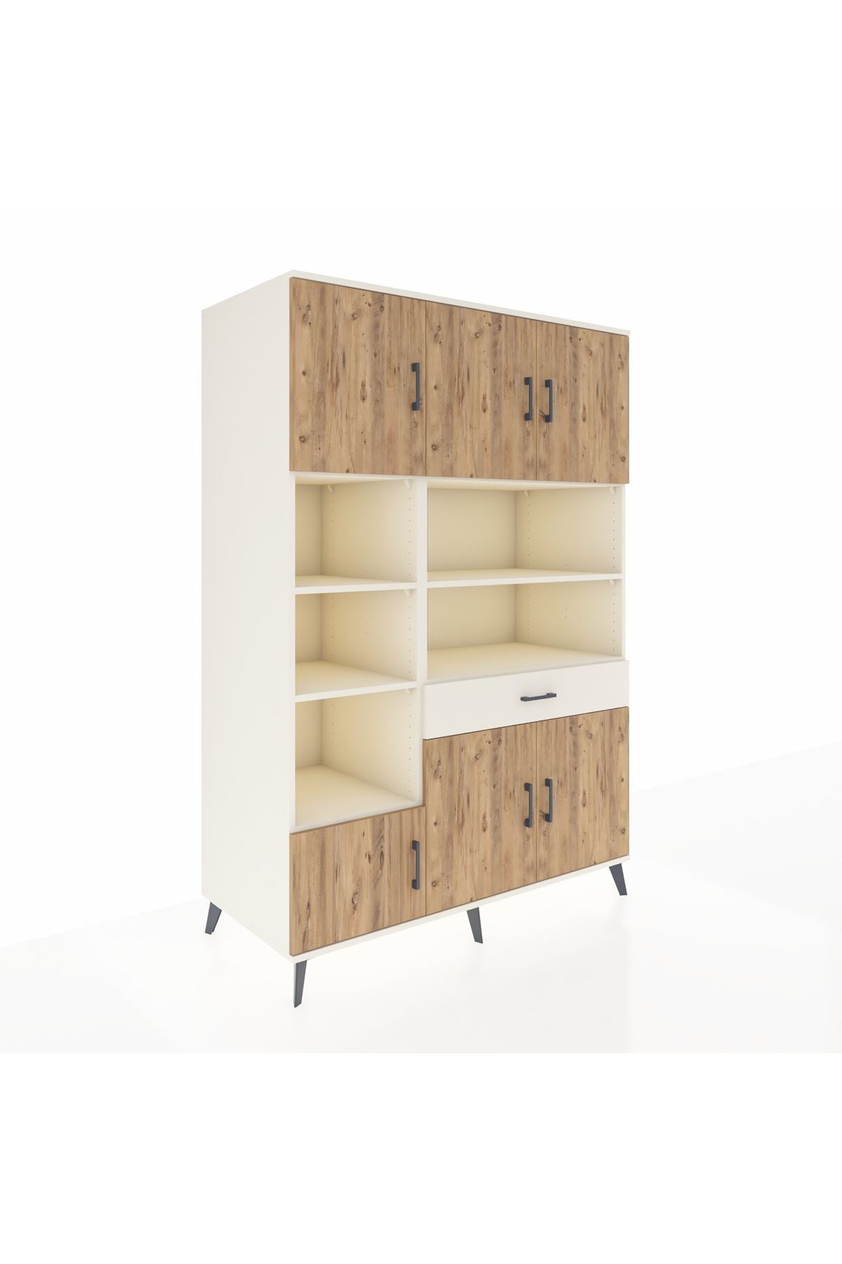 Kronos Dolap 10 Raflı Tek Çekmeceli 6 Kapaklı 132x59x195 Aytaşı-Çam/Aytaşı