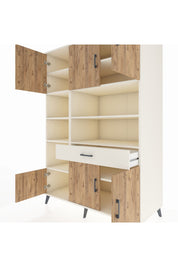 Kronos Dolap 10 Raflı Tek Çekmeceli 6 Kapaklı 132x59x195 Aytaşı-Çam/Aytaşı