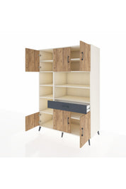 Kronos Dolap 10 Raflı Tek Çekmeceli 6 Kapaklı 132x59x195 Aytaşı-Çam/Antrasit