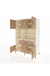 Kronos Dolap 10 Raflı Tek Çekmeceli 6 Kapaklı 132x59x195 Aytaşı-Çam/Çam