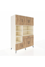 Kronos Dolap 10 Raflı Tek Çekmeceli 6 Kapaklı 132x59x195 Aytaşı-Çam/Çam