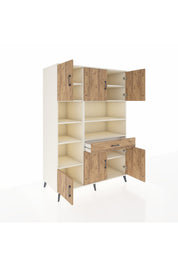 Kronos Dolap 10 Raflı Tek Çekmeceli 6 Kapaklı 132x59x195 Aytaşı-Çam/Çam