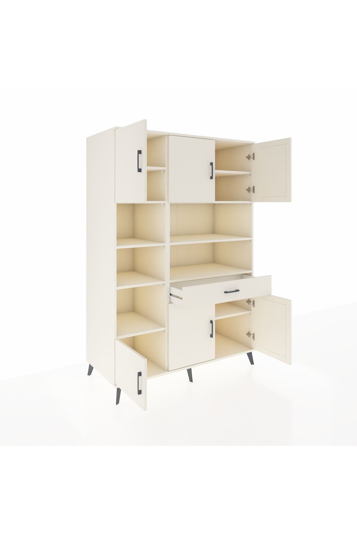 Kronos Dolap 10 Raflı Tek Çekmeceli 6 Kapaklı 132x59x195 Aytaşı-Aytaşı/Aytaşı