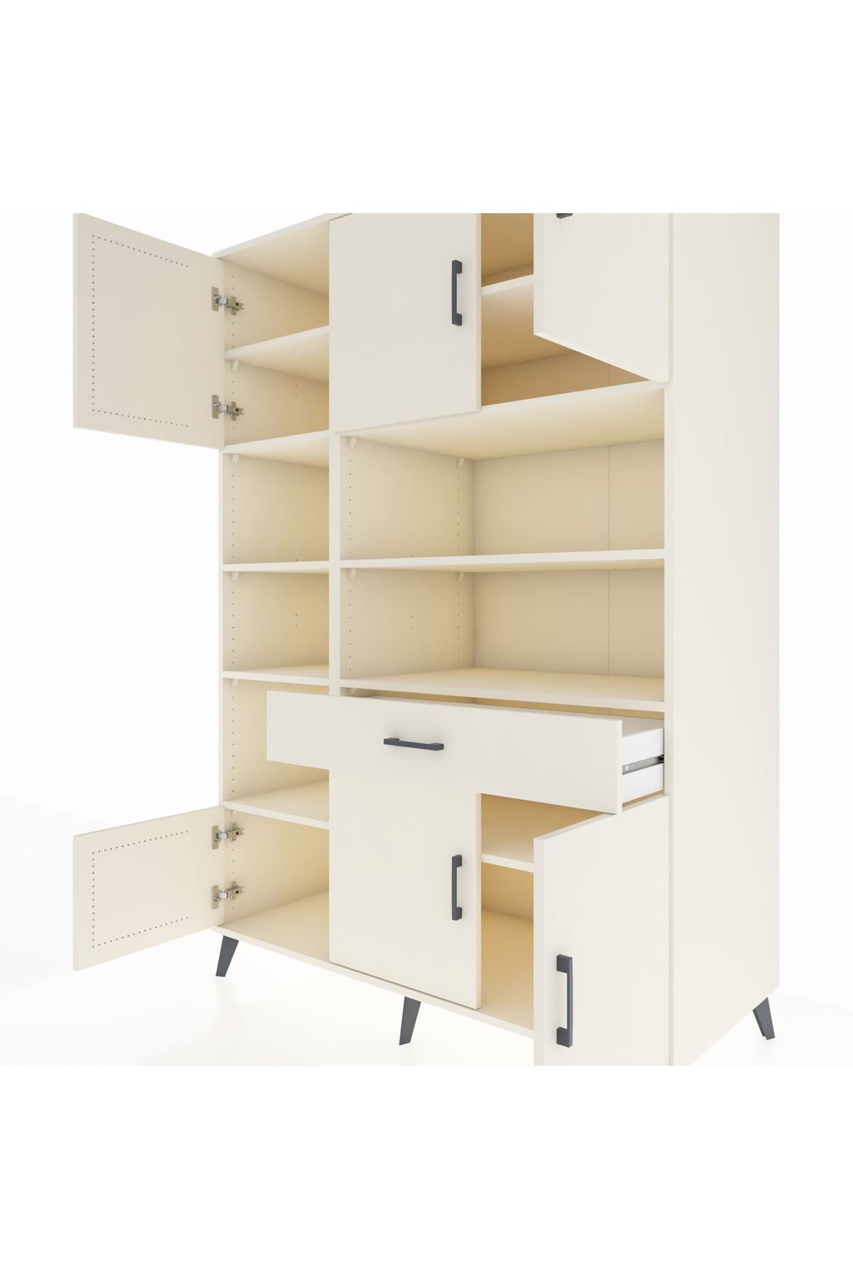 Kronos Dolap 10 Raflı Tek Çekmeceli 6 Kapaklı 132x59x195 Aytaşı-Aytaşı/Aytaşı