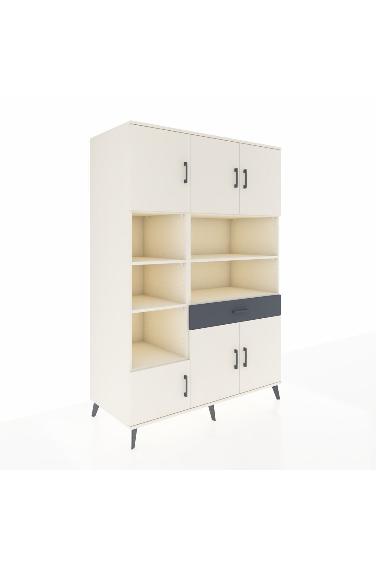 Kronos Dolap 10 Raflı Tek Çekmeceli 6 Kapaklı 132x59x195 Aytaşı-Aytaşı/Antrasit