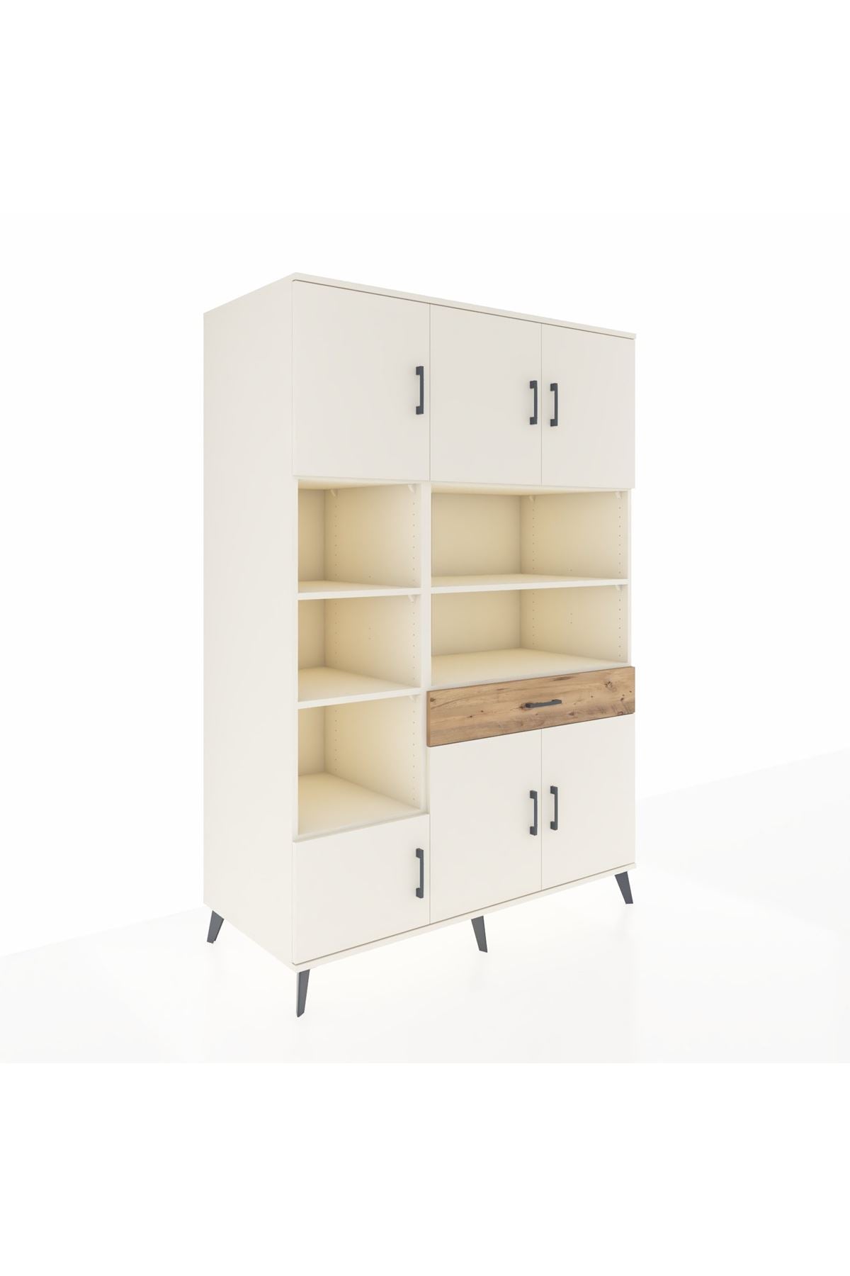 Kronos Dolap 10 Raflı Tek Çekmeceli 6 Kapaklı 132x59x195 Aytaşı-Aytaşı/Çam