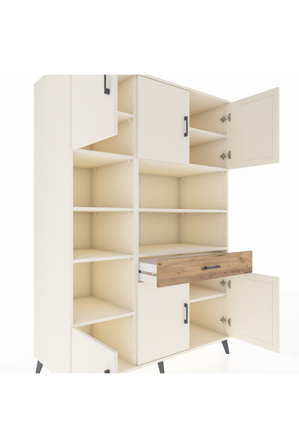 Kronos Dolap 10 Raflı Tek Çekmeceli 6 Kapaklı 132x59x195 Aytaşı-Aytaşı/Çam