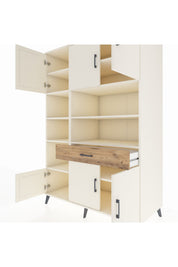 Kronos Dolap 10 Raflı Tek Çekmeceli 6 Kapaklı 132x59x195 Aytaşı-Aytaşı/Çam