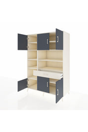 Kronos Dolap 10 Raflı Tek Çekmeceli 6 Kapaklı 132x59x195 Aytaşı-Antrasit/Aytaşı