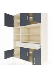 Kronos Dolap 10 Raflı Tek Çekmeceli 6 Kapaklı 132x59x195 Aytaşı-Antrasit/Aytaşı