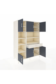 Kronos Dolap 10 Raflı Tek Çekmeceli 6 Kapaklı 132x59x195 Aytaşı-Antrasit/Aytaşı