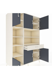 Kronos Dolap 10 Raflı Tek Çekmeceli 6 Kapaklı 132x59x195 Aytaşı-Antrasit/Aytaşı