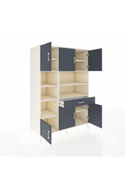 Kronos Dolap 10 Raflı Tek Çekmeceli 6 Kapaklı 132x59x195 Aytaşı-Antrasit/Antrasit