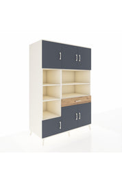 Kronos Dolap 10 Raflı Tek Çekmeceli 6 Kapaklı 132x59x195 Aytaşı-Antrasit/Çam