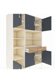 Kronos Dolap 10 Raflı Tek Çekmeceli 6 Kapaklı 132x59x195 Aytaşı-Antrasit/Çam