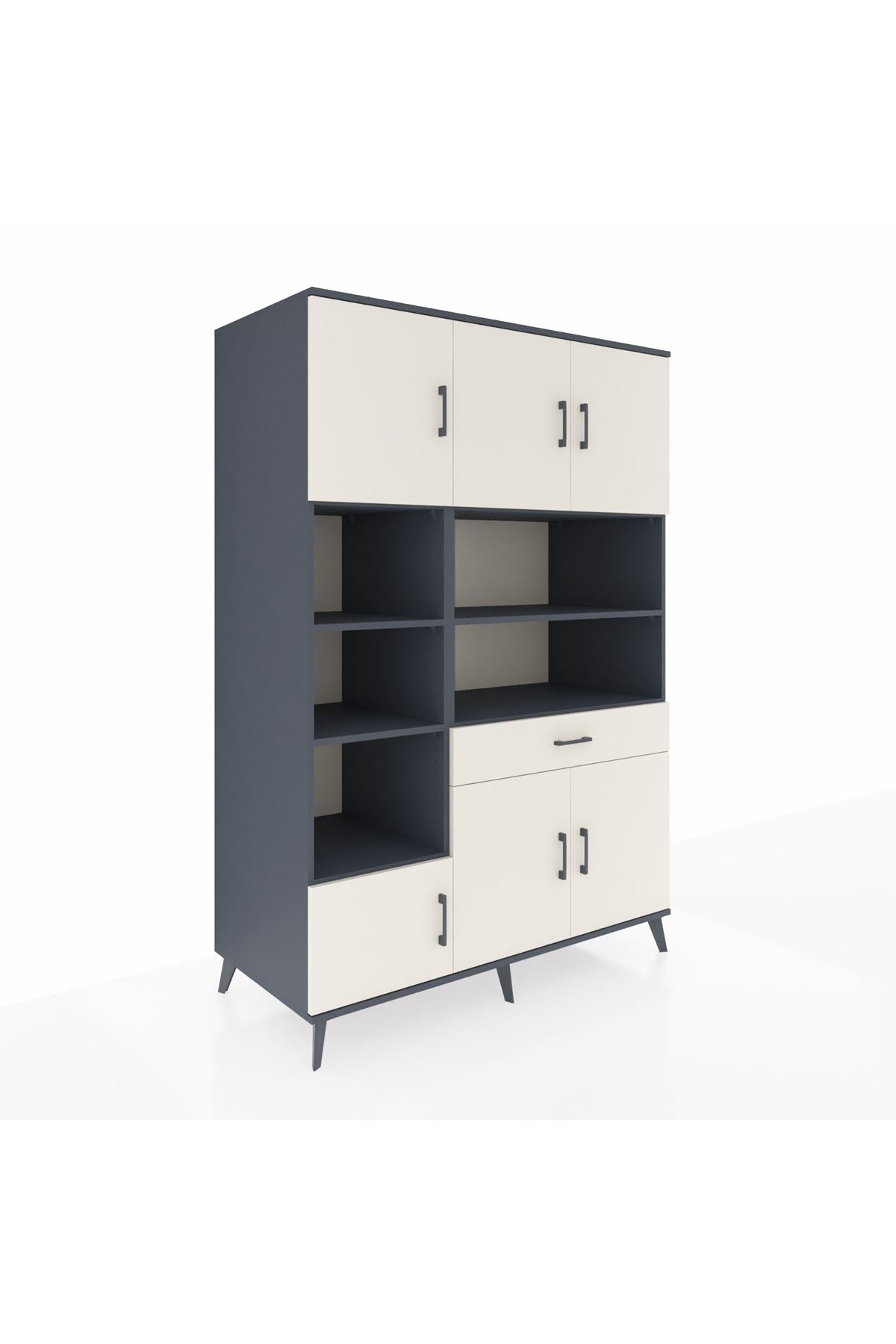 Kronos Dolap 10 Raflı Tek Çekmeceli 6 Kapaklı 132x59x195 Antrasit-Aytaşı/Aytaşı