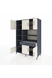 Kronos Dolap 10 Raflı Tek Çekmeceli 6 Kapaklı 132x59x195 Antrasit-Aytaşı/Antrasit