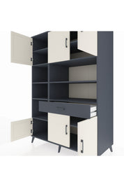 Kronos Dolap 10 Raflı Tek Çekmeceli 6 Kapaklı 132x59x195 Antrasit-Aytaşı/Antrasit