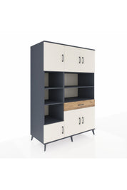 Kronos Dolap 10 Raflı Tek Çekmeceli 6 Kapaklı 132x59x195 Antrasit-Aytaşı/Çam