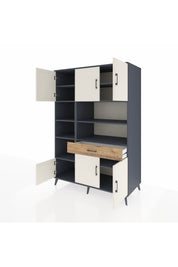 Kronos Dolap 10 Raflı Tek Çekmeceli 6 Kapaklı 132x59x195 Antrasit-Aytaşı/Çam